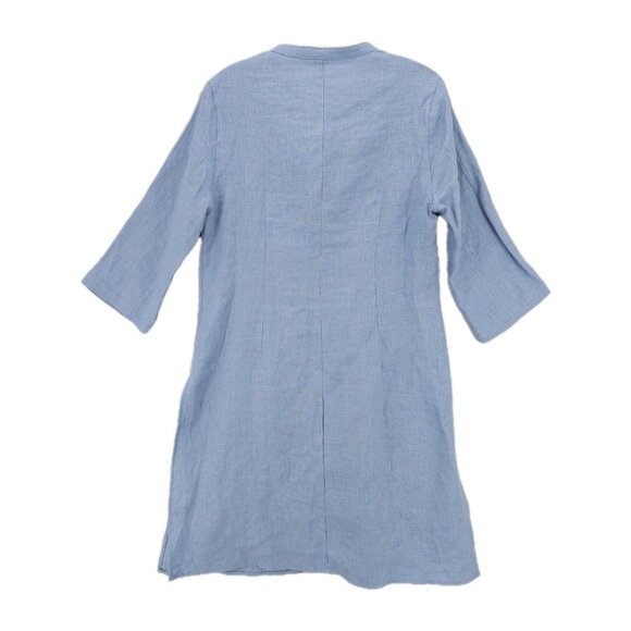 LINTICO 100% Linen Dillon Tunic Top Shirt  High Slit Powder Blue EUC Size MEDIUM - Picture 6 of 9